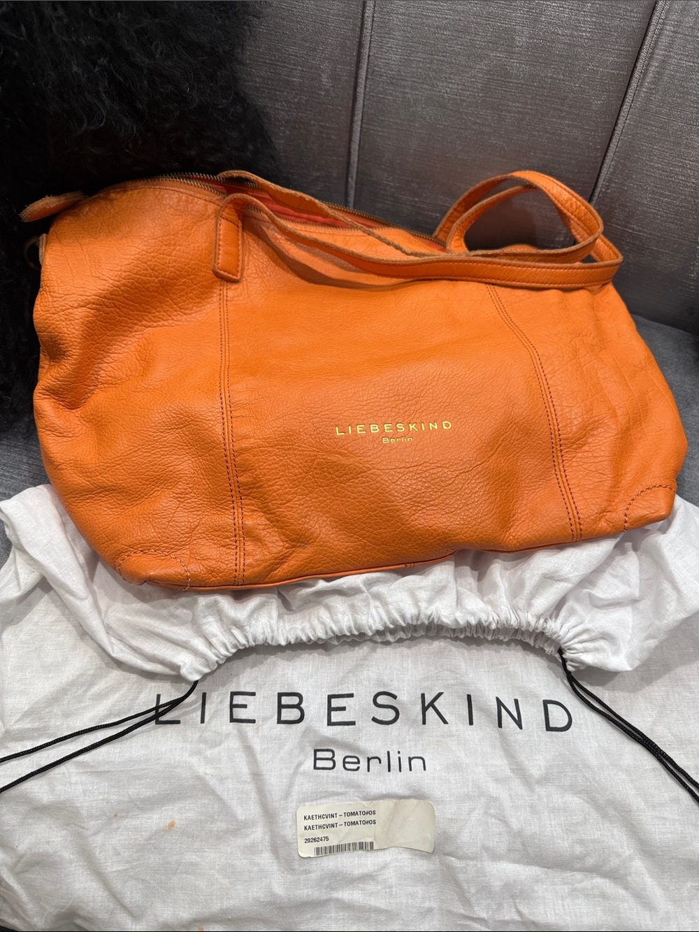 Liebeskind Orange Pebbled Leather Tote